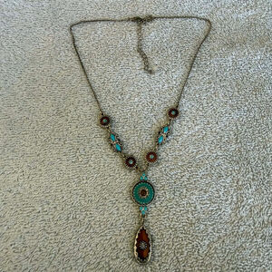 NRT Southwestern Style Enamel details Fashion Statement Necklace